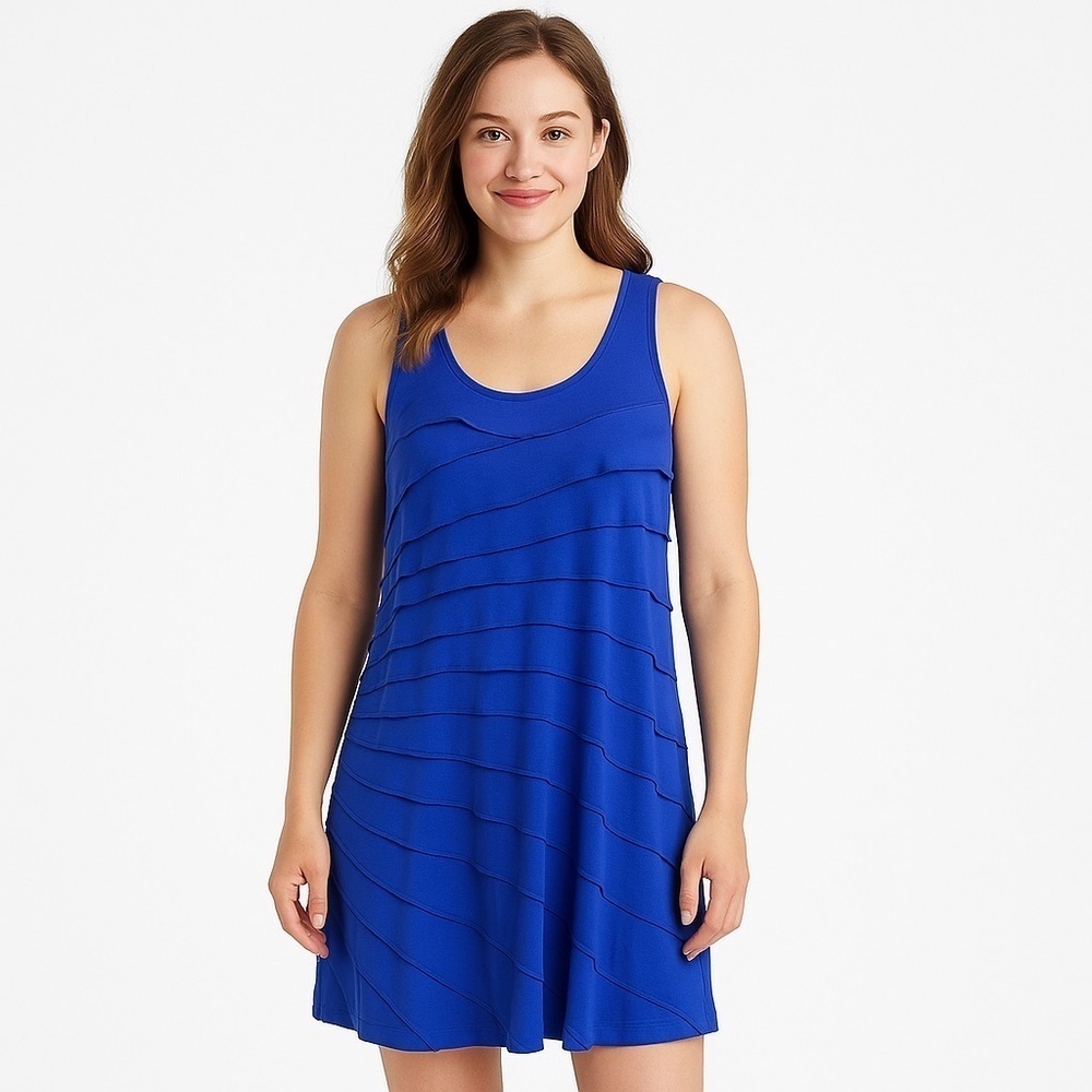 Style & Co. Blue Layered Ruffle Dress Size S